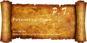 Petrovity Timur névjegykártya